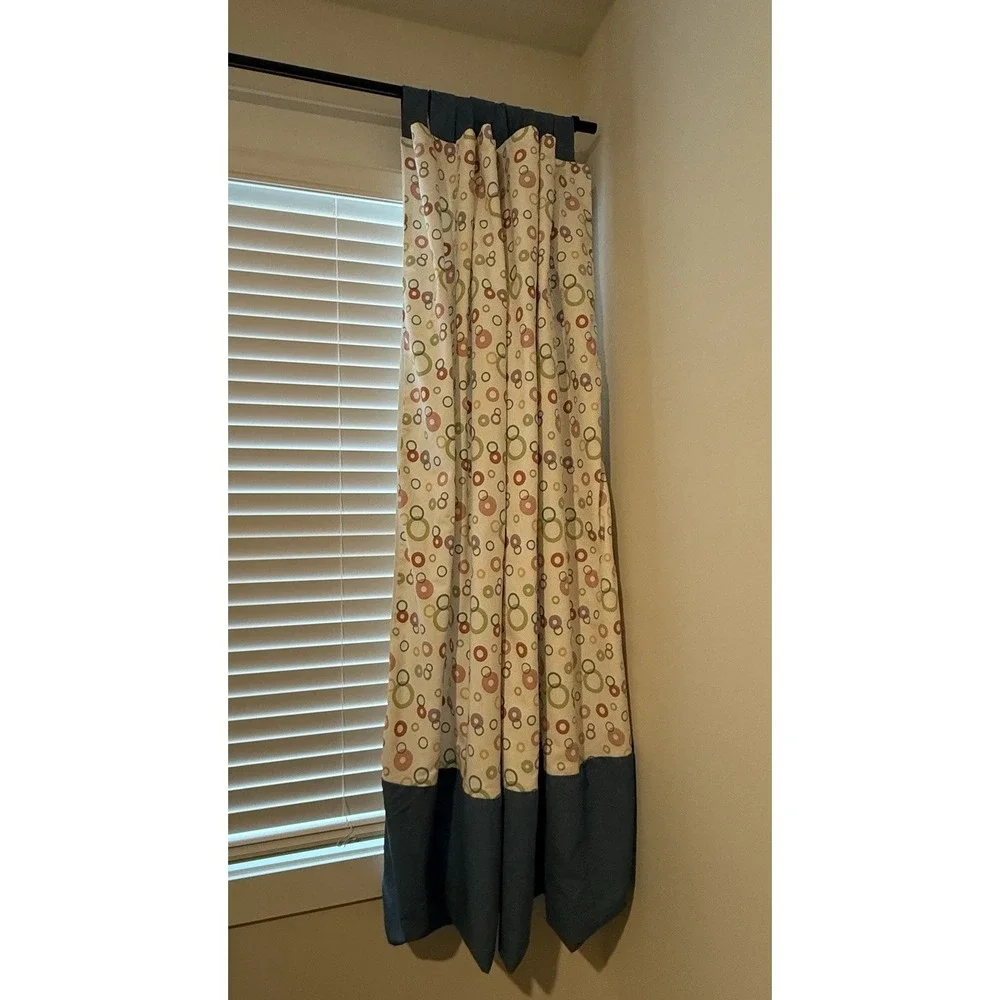 Custom Made Lined Tab Top Window Panels (2) 72Wx68L Colorful